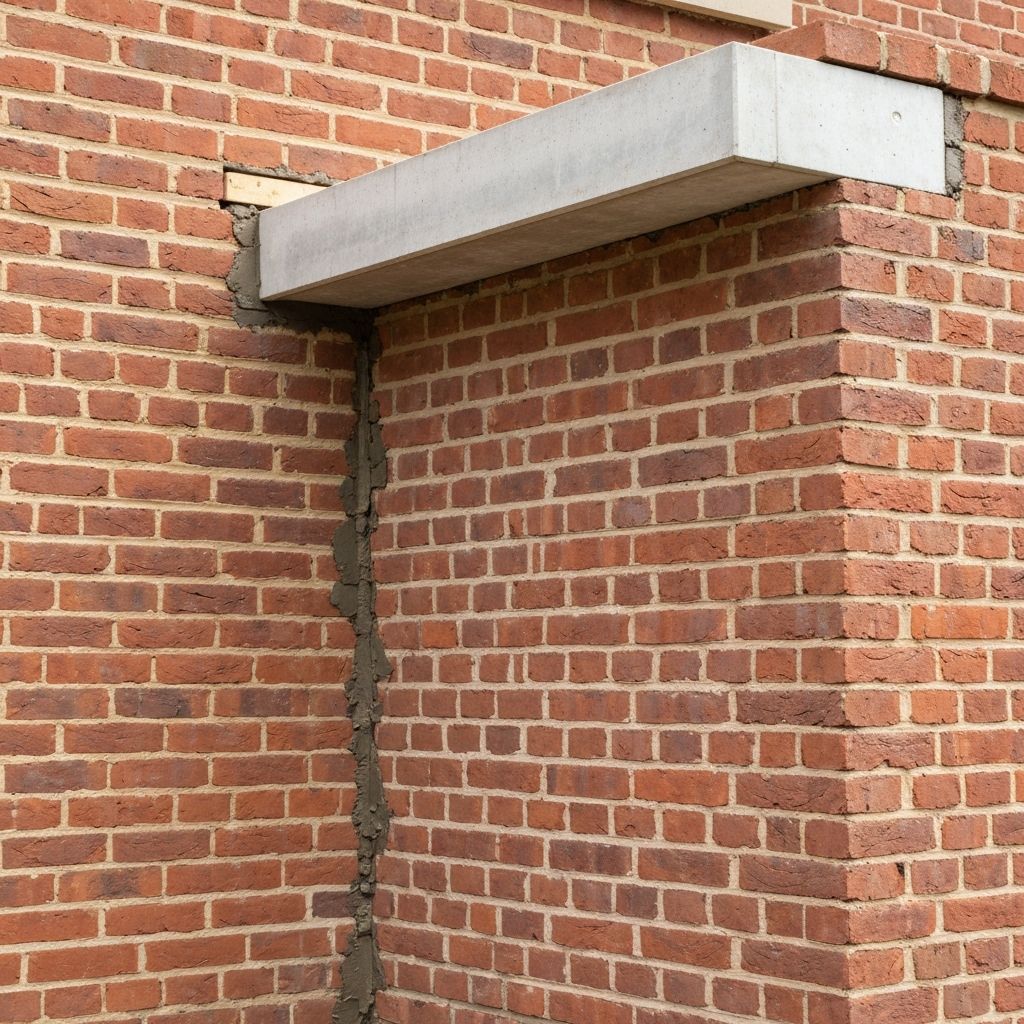 Quality British brickwork with new lintel above window opening