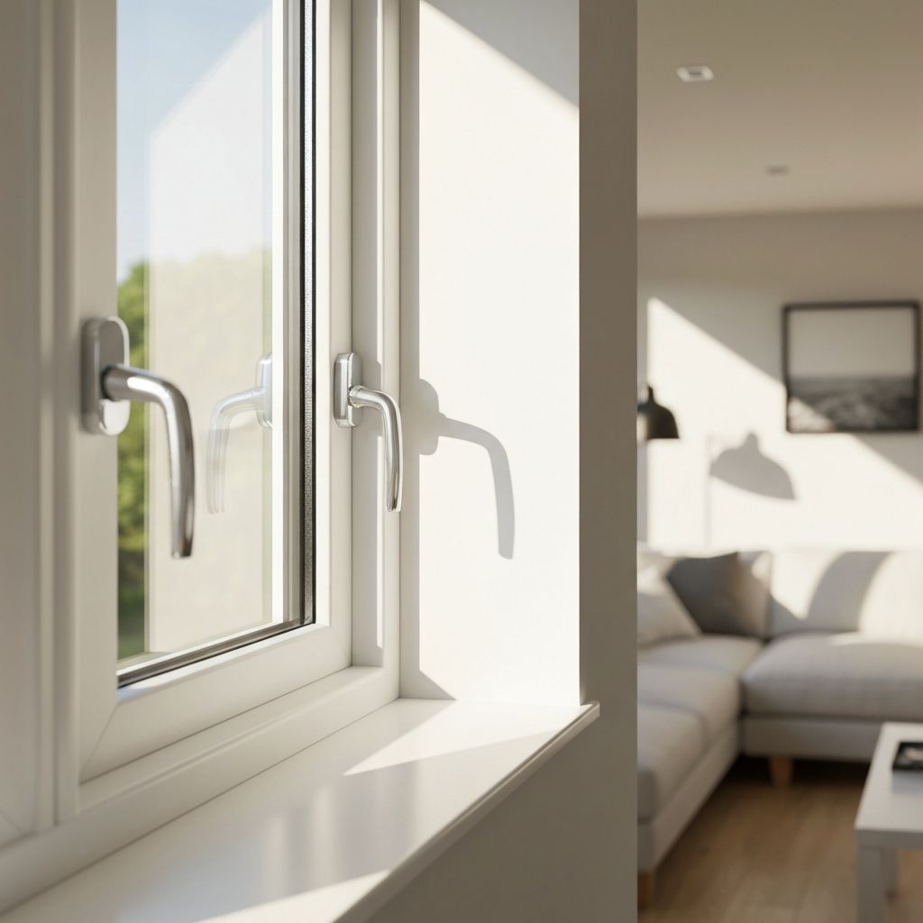 Close up of a uPVC window frame with double glazing